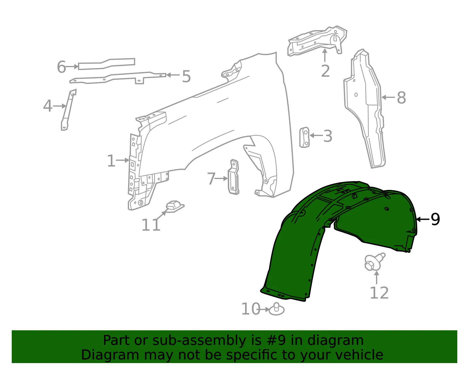 Fender Liner - Passenger Side (RH) - GM (22806321) - view 5