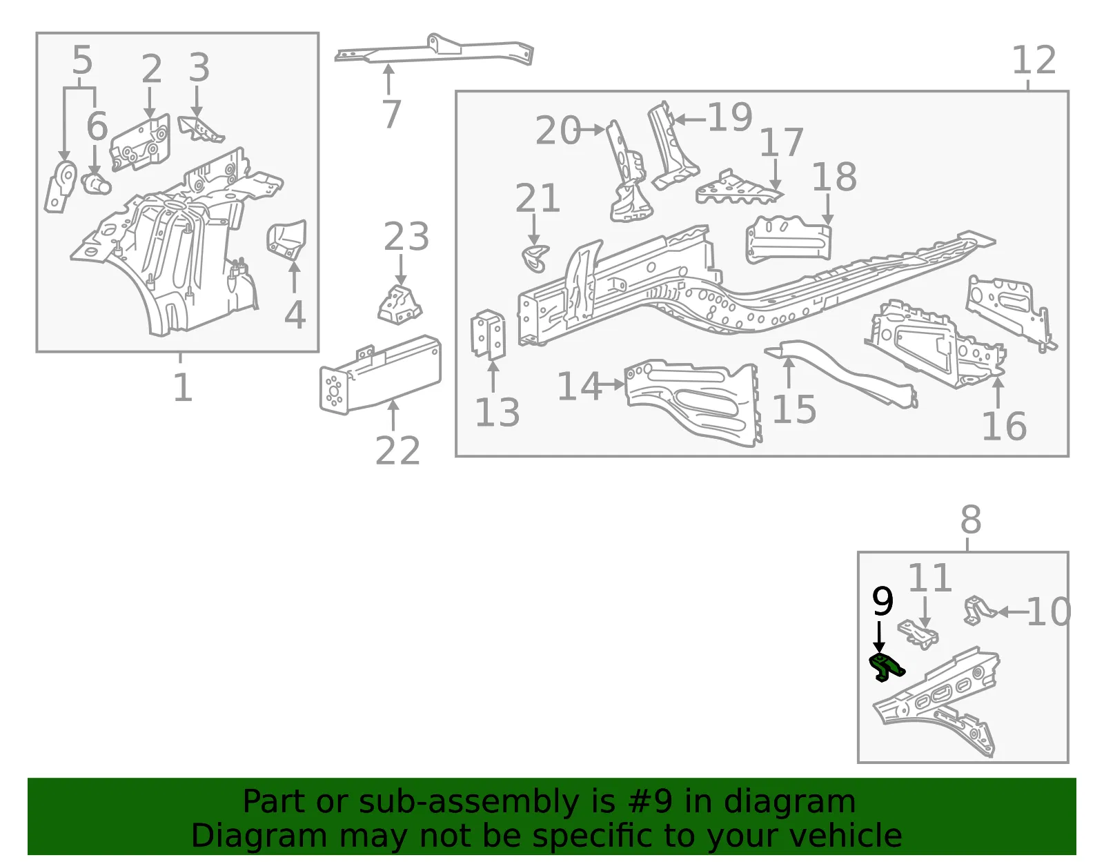 Front Driver Side Fender Front Upper Bracket - GM (22850377) - view 4