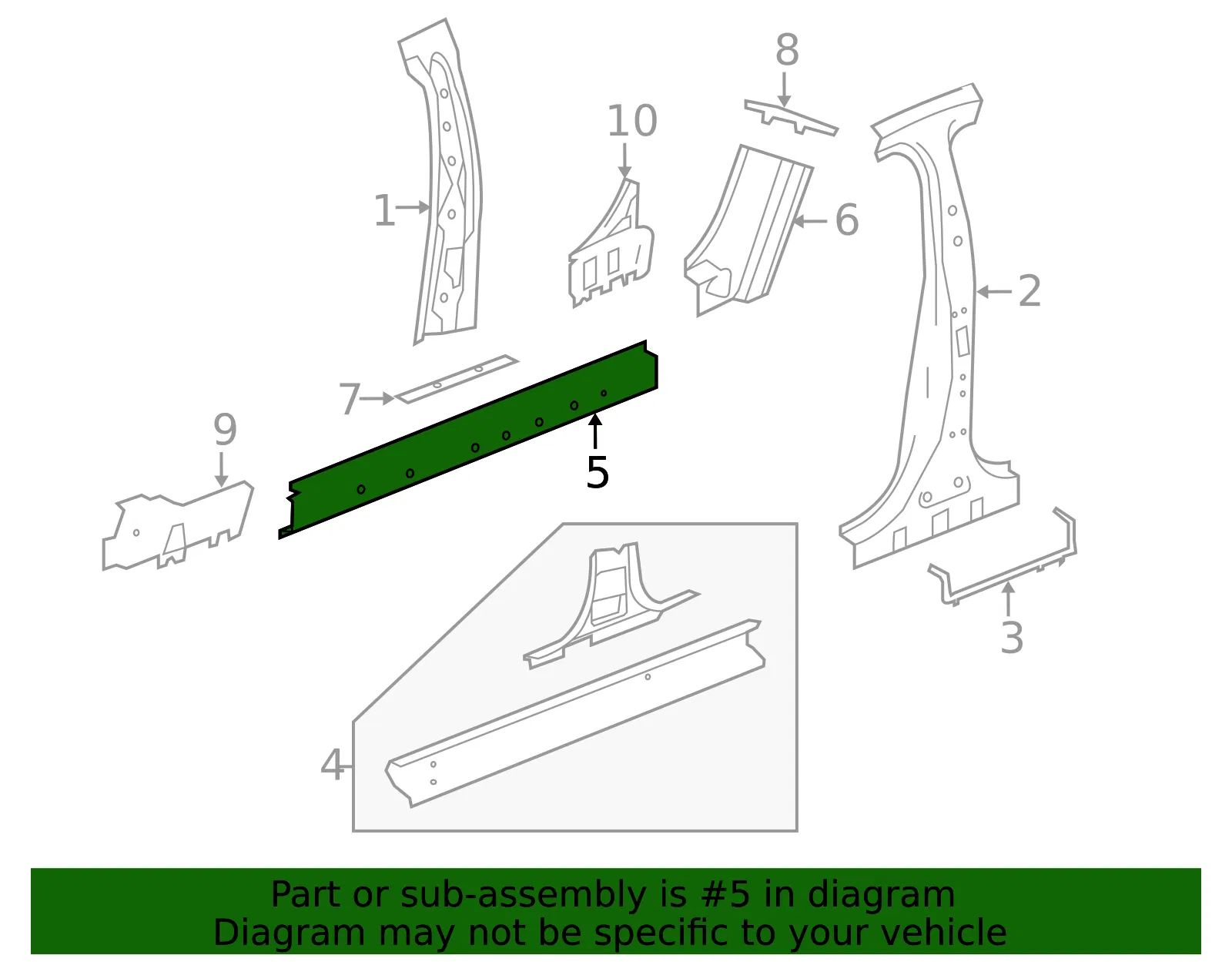 Passenger Side Rocker Outer Panel - GM (22876148) - view 3
