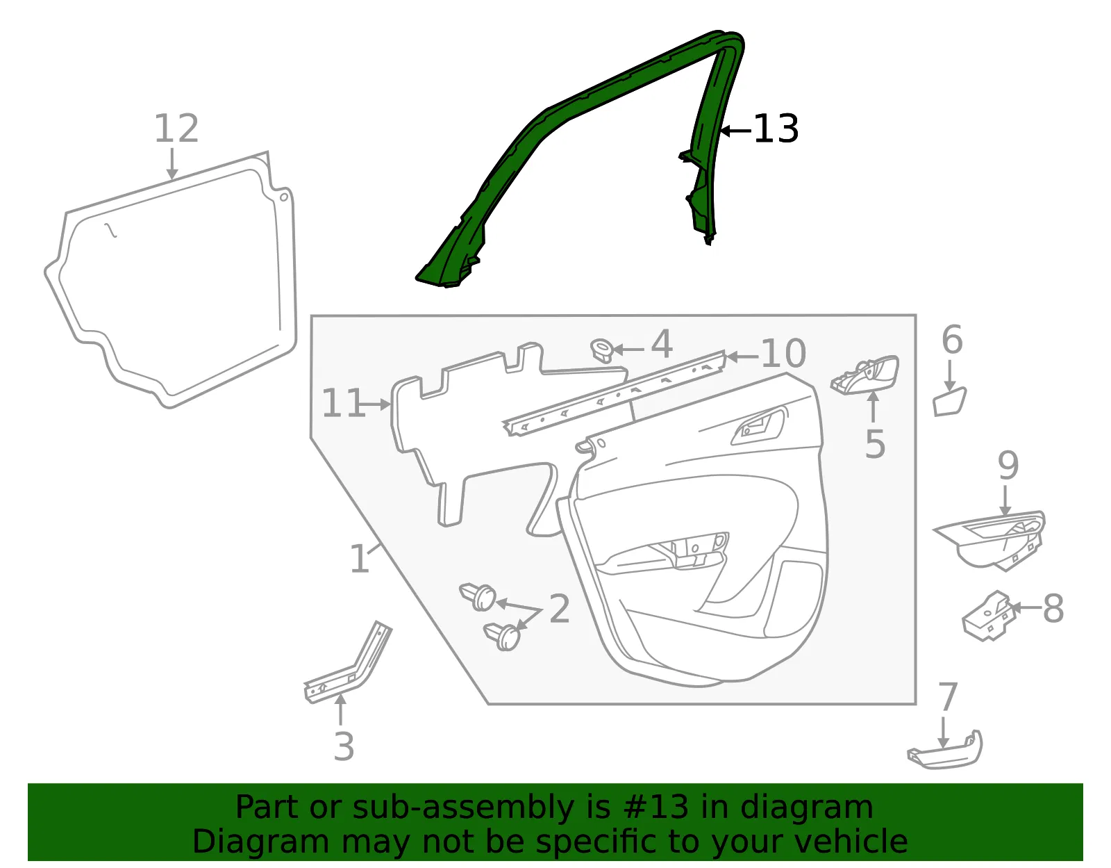 Upper Molding - Driver's Side (LH) - GM (22896073) - view 4