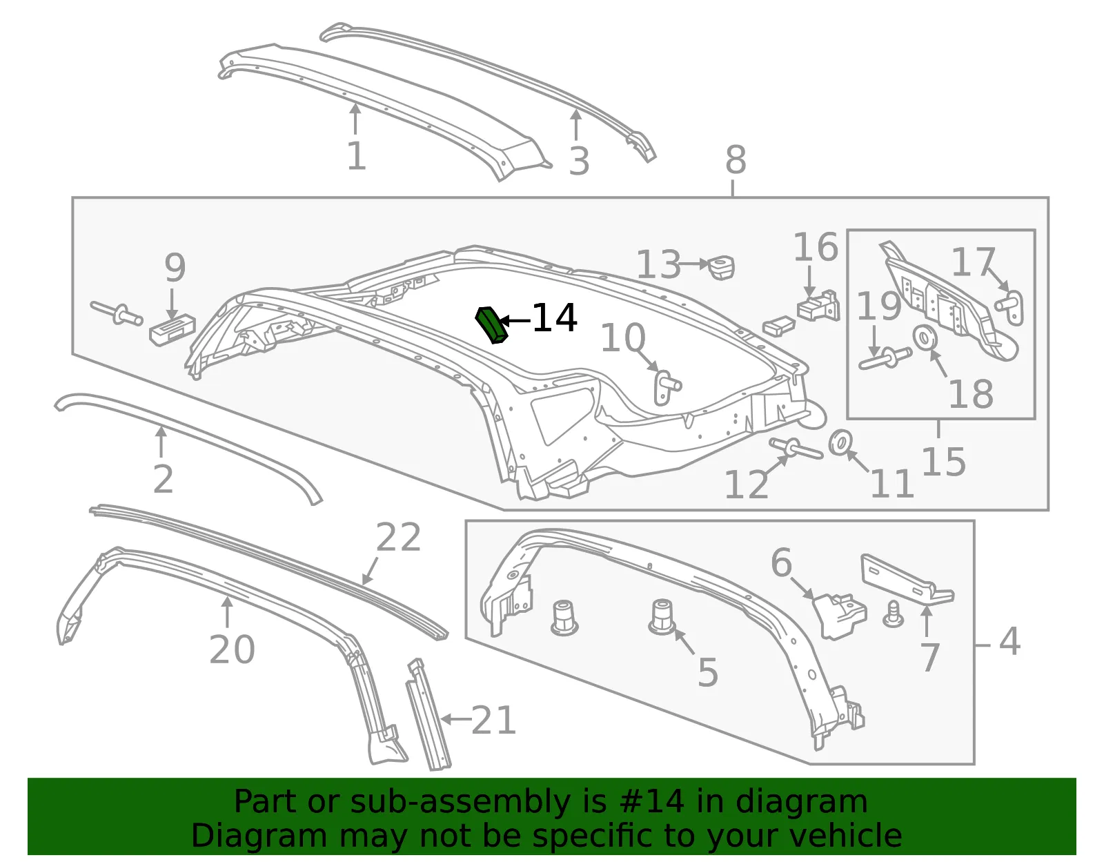 Roof Panel Rear Sound Deadener - GM (22897068) - view 3