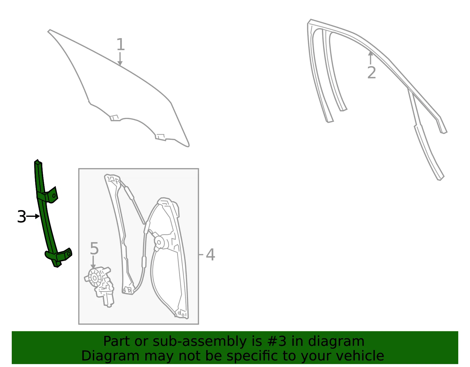 Front Driver Side Door Window Rear Guide Retainer - GM (22935366) - view 2