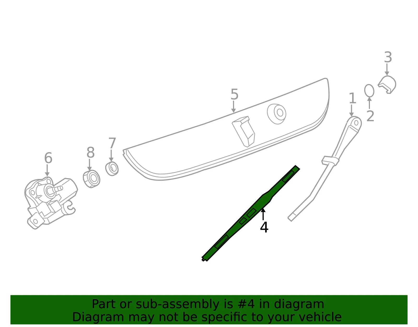 Rear Window Wiper Blade, 13 in - GM (22956295) - view 3