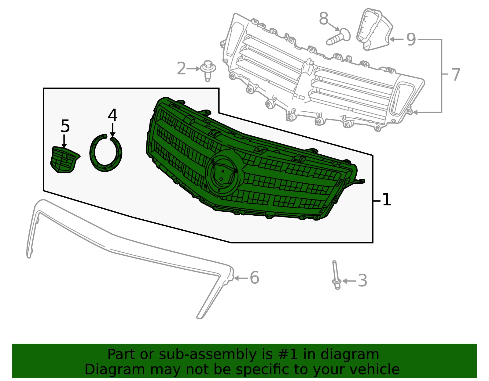 Front Upper Grille - GM (22976330) - view 5