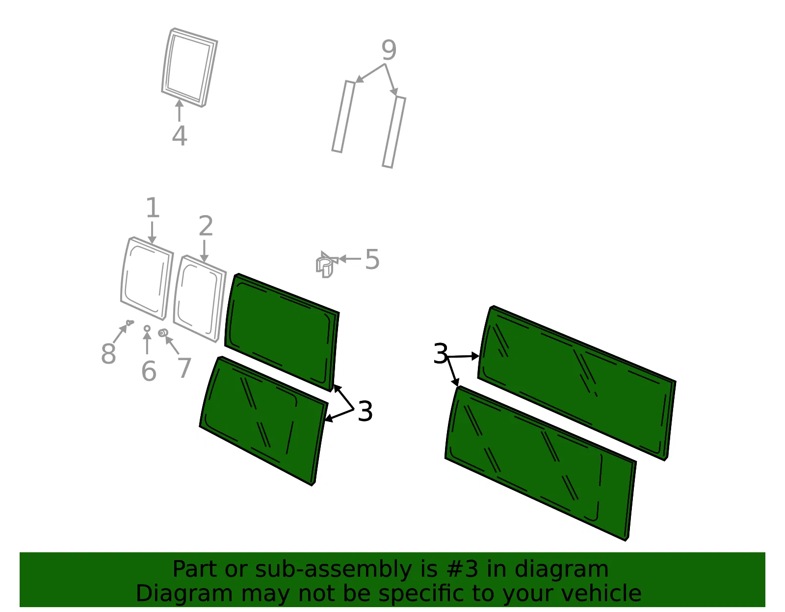 Body Driver Side Rear Window - GM (22985291) - view 3
