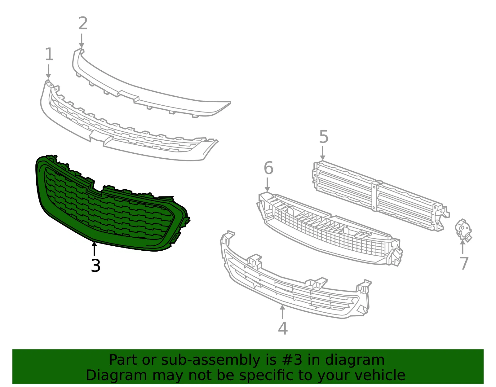 Front Outer Grille - GM (22995179) - view 4