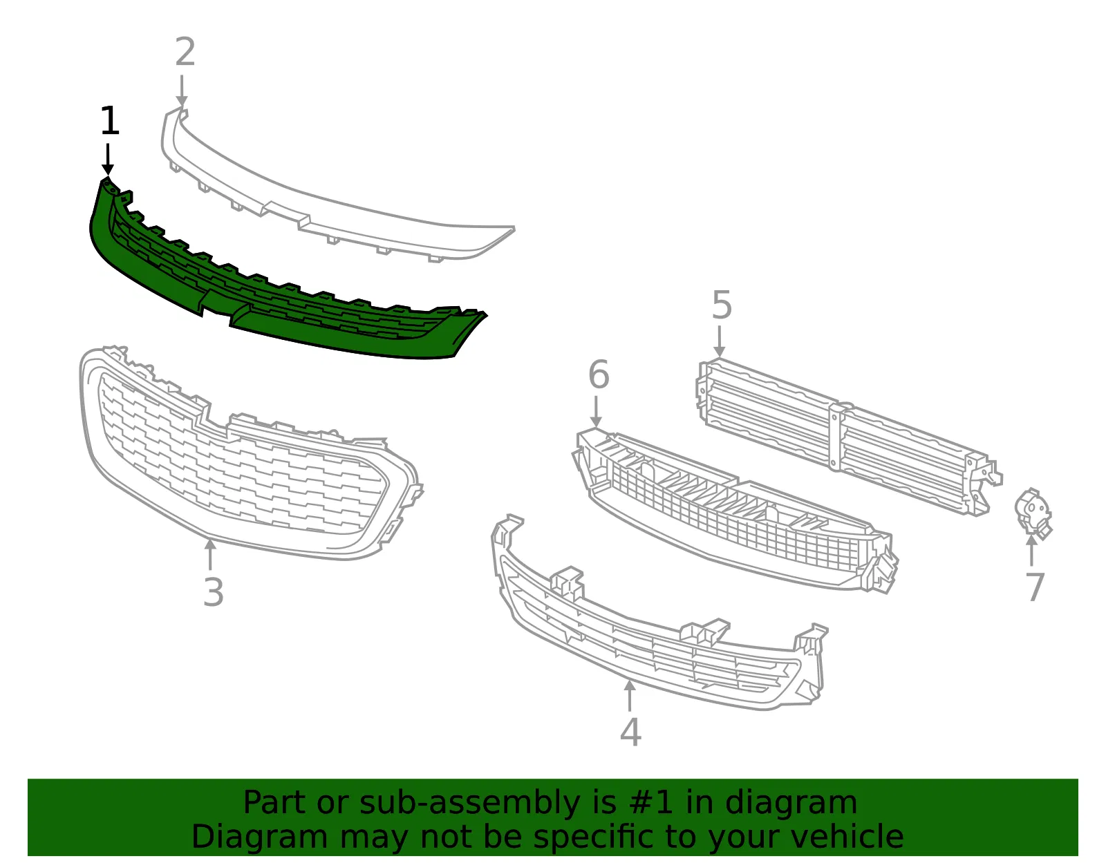 Front Upper Grille - GM (22995184) - view 4