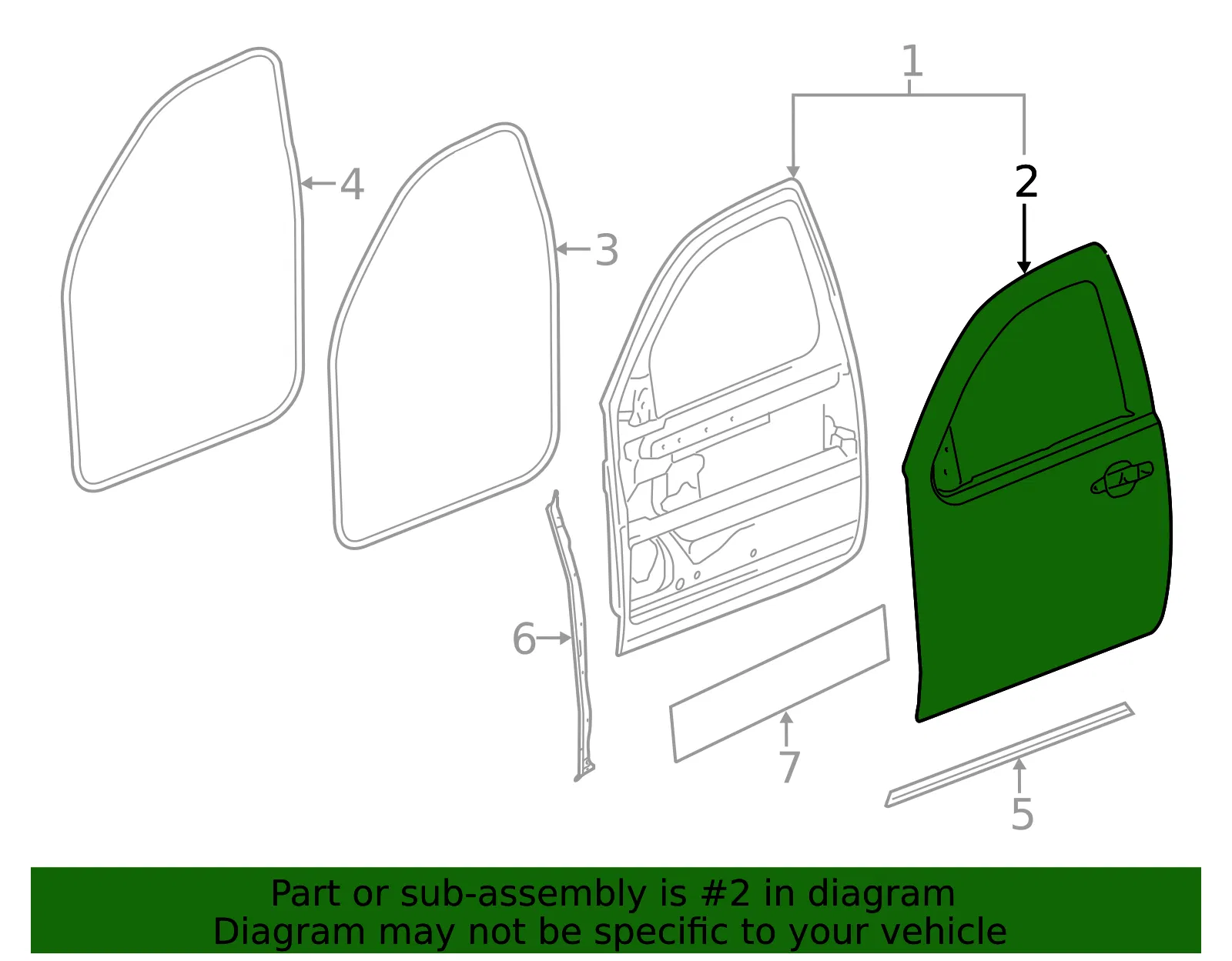 Driver Side Front Door Outer Panel - GM (23104634) - view 3
