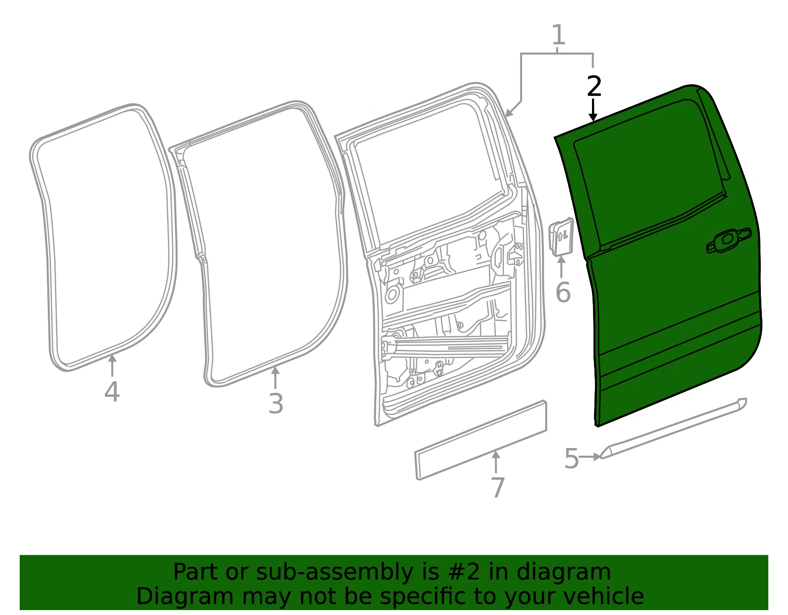 Driver Side Rear Door Outer Panel - GM (23104636) - view 4