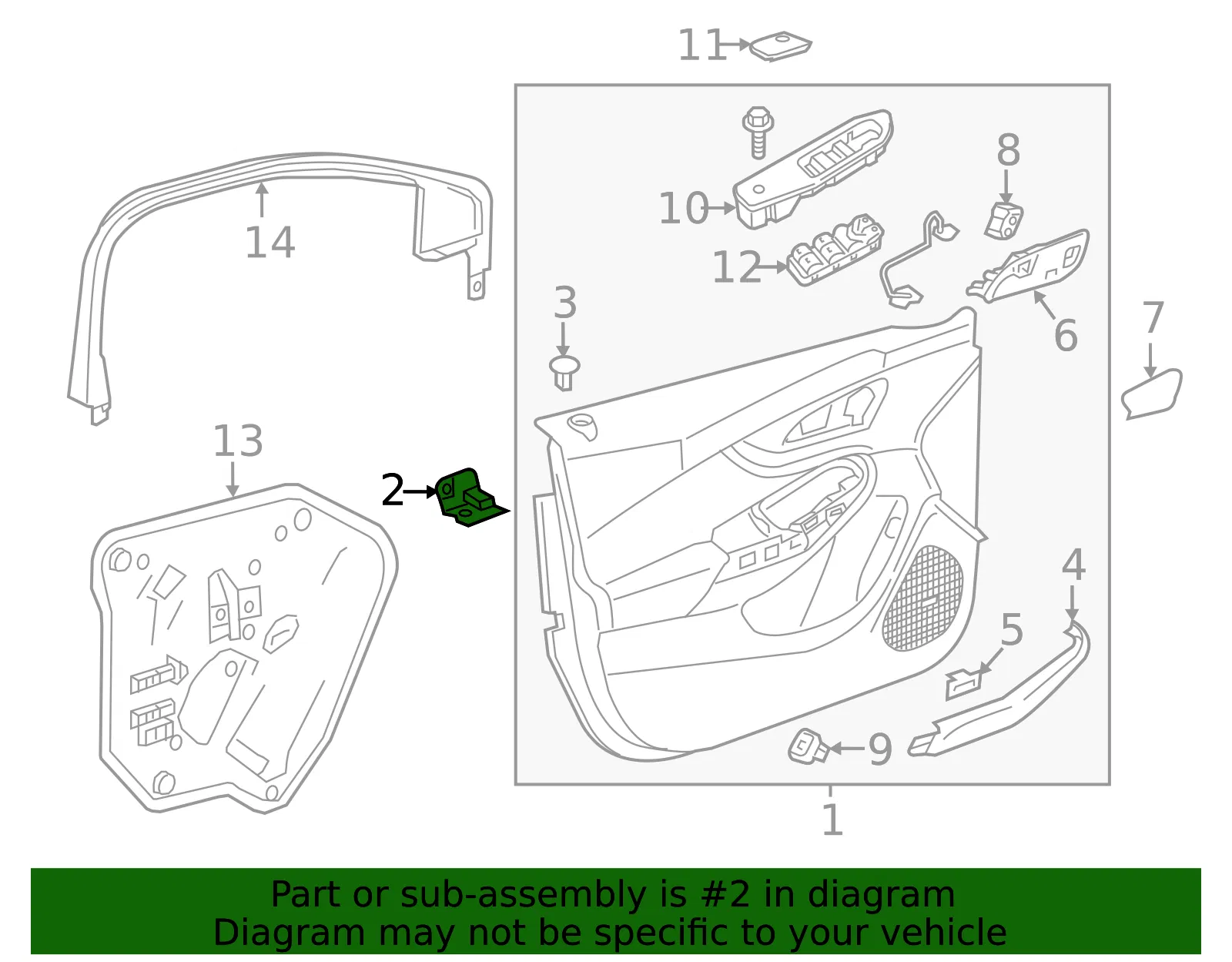 Front Side Door Armrest Bracket - GM (23144697) - view 4