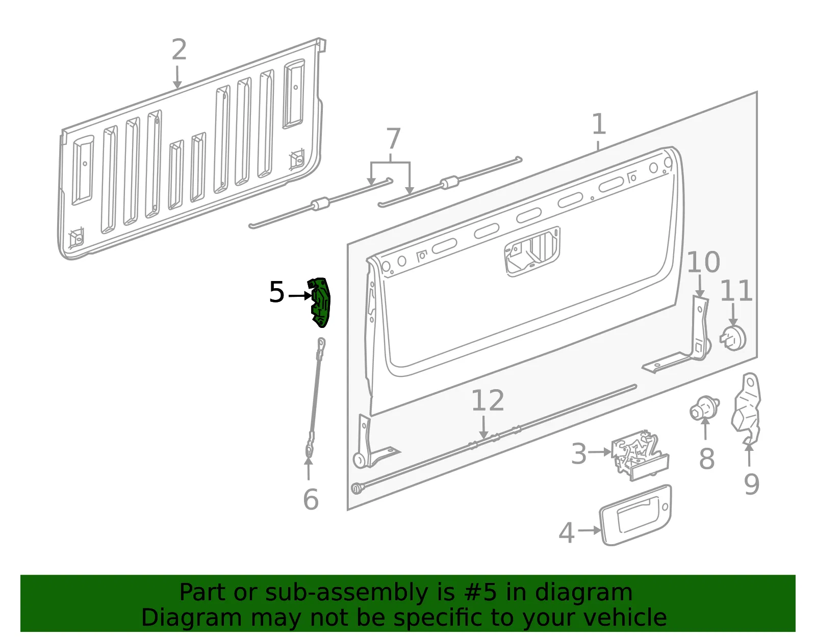 Tailgate Latch Assembly - GM (23158822) - view 6