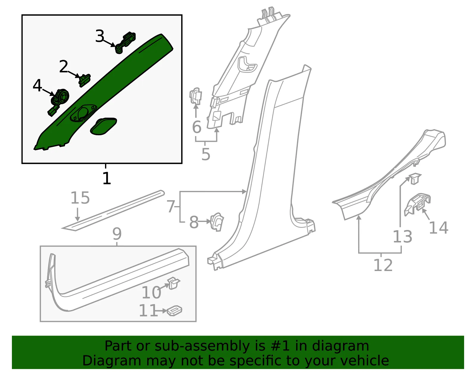 Windshield Pillar Trim - Passenger Side (RH) - GM (23166300) - view 4