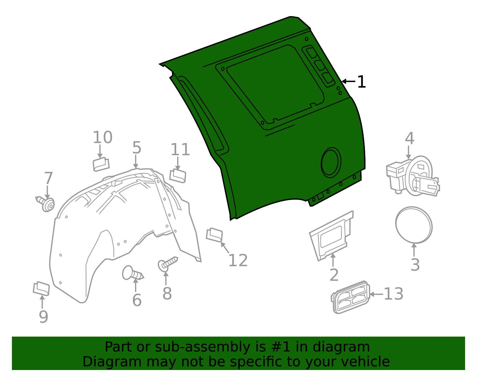 Driver Side Quarter Outer Panel - GM (23184163) - view 3