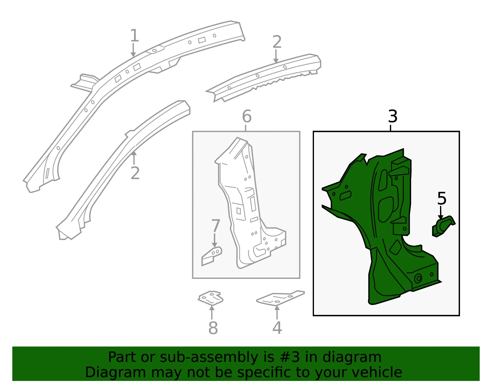 Driver Side Body Hinge Pillar Inner Panel - GM (23190388) - view 3