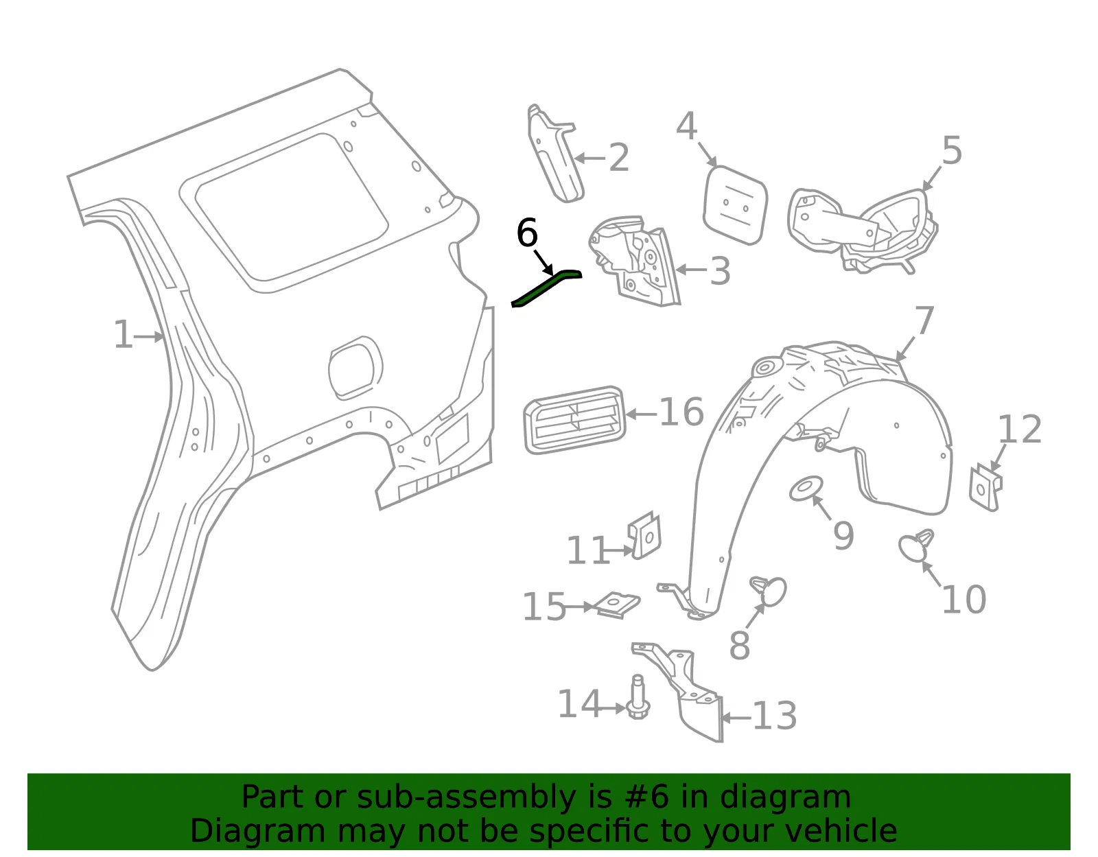Quarter Upper Panel Baffle - GM (23227487) - view 4