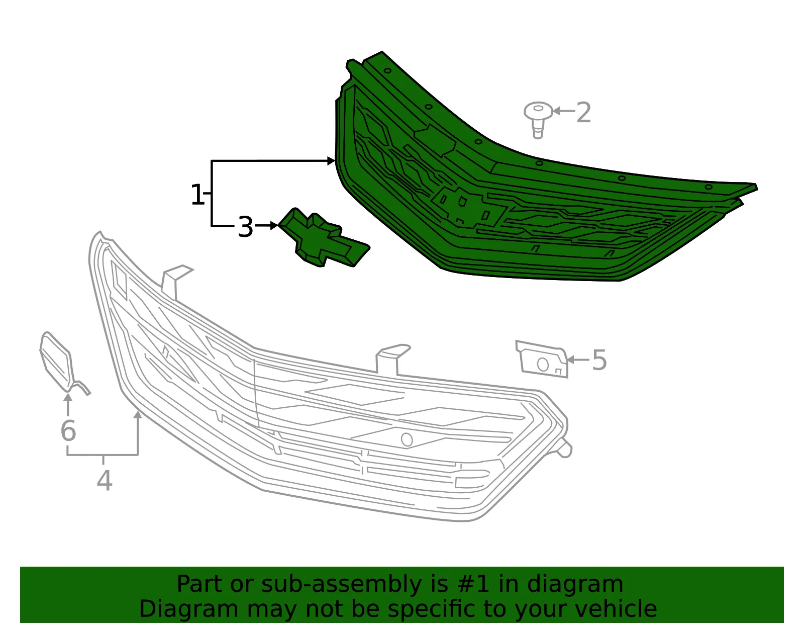 Front Upper Grille - GM (23289638) - view 5