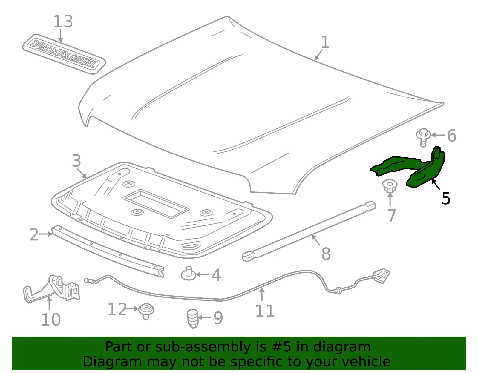 Driver Side Hood Hinge - GM (23303048) - view 4