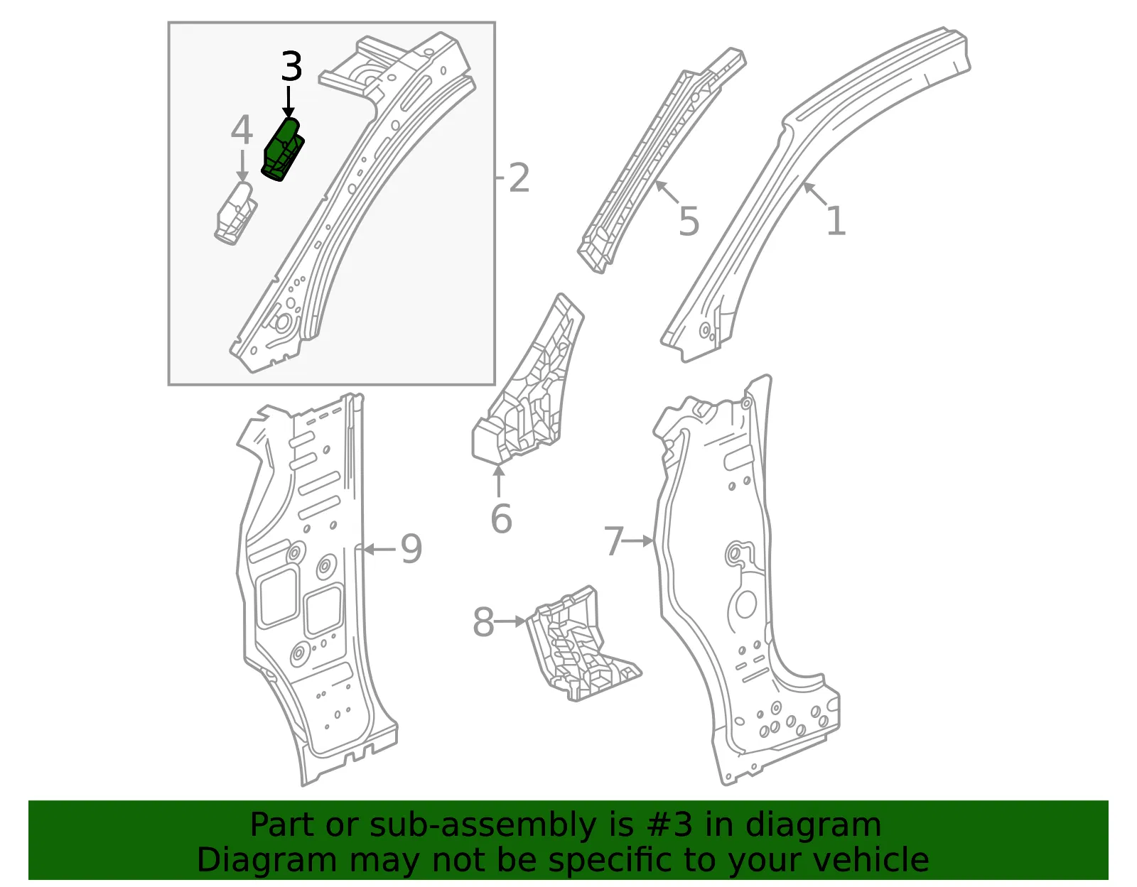 Inner Windshield Pillar Upper Bracket - GM (23314179) - view 3