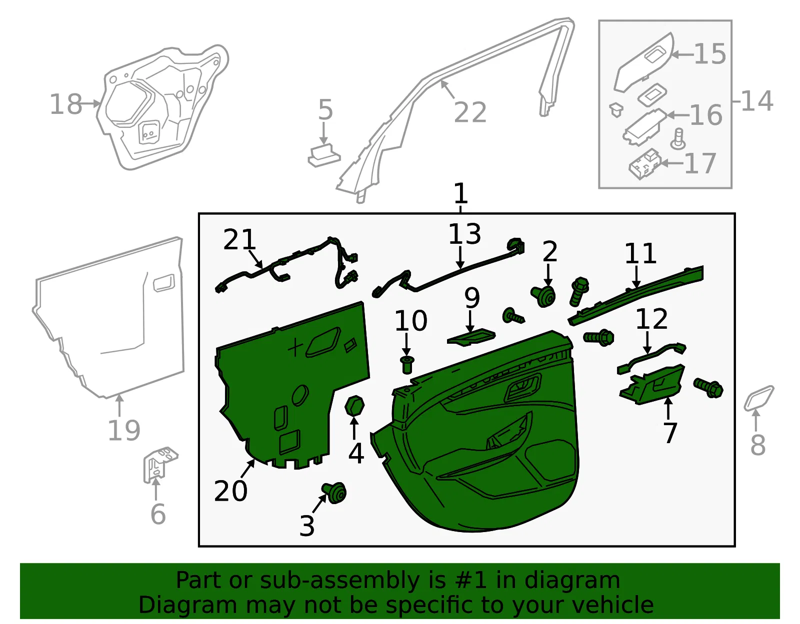 Door Trim Panel - Driver's Side (LH) - GM (23355607) - view 2