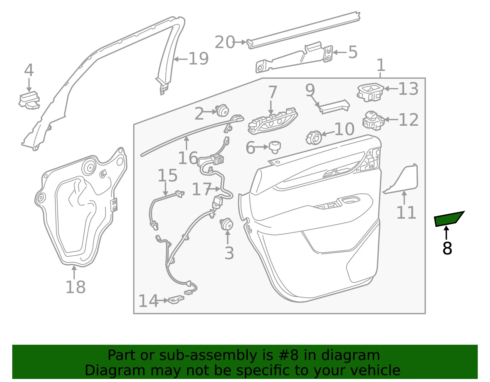 Handle, Inside Cap - Driver's Side (LH) - GM (23355813) - view 3