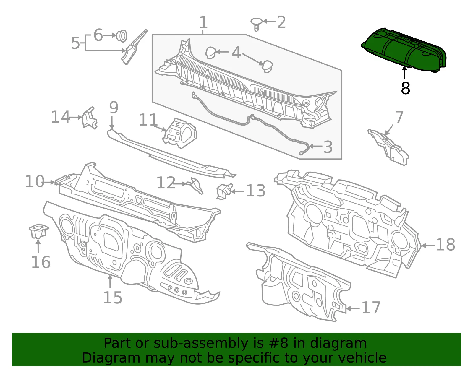 Plenum Upper Panel Water Deflector - GM (23364937) - view 3