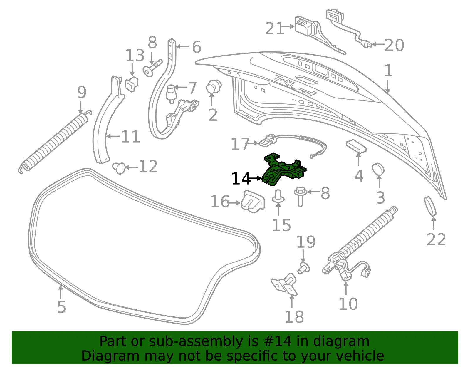 Deck Lid Latch - GM (23397816) - view 7