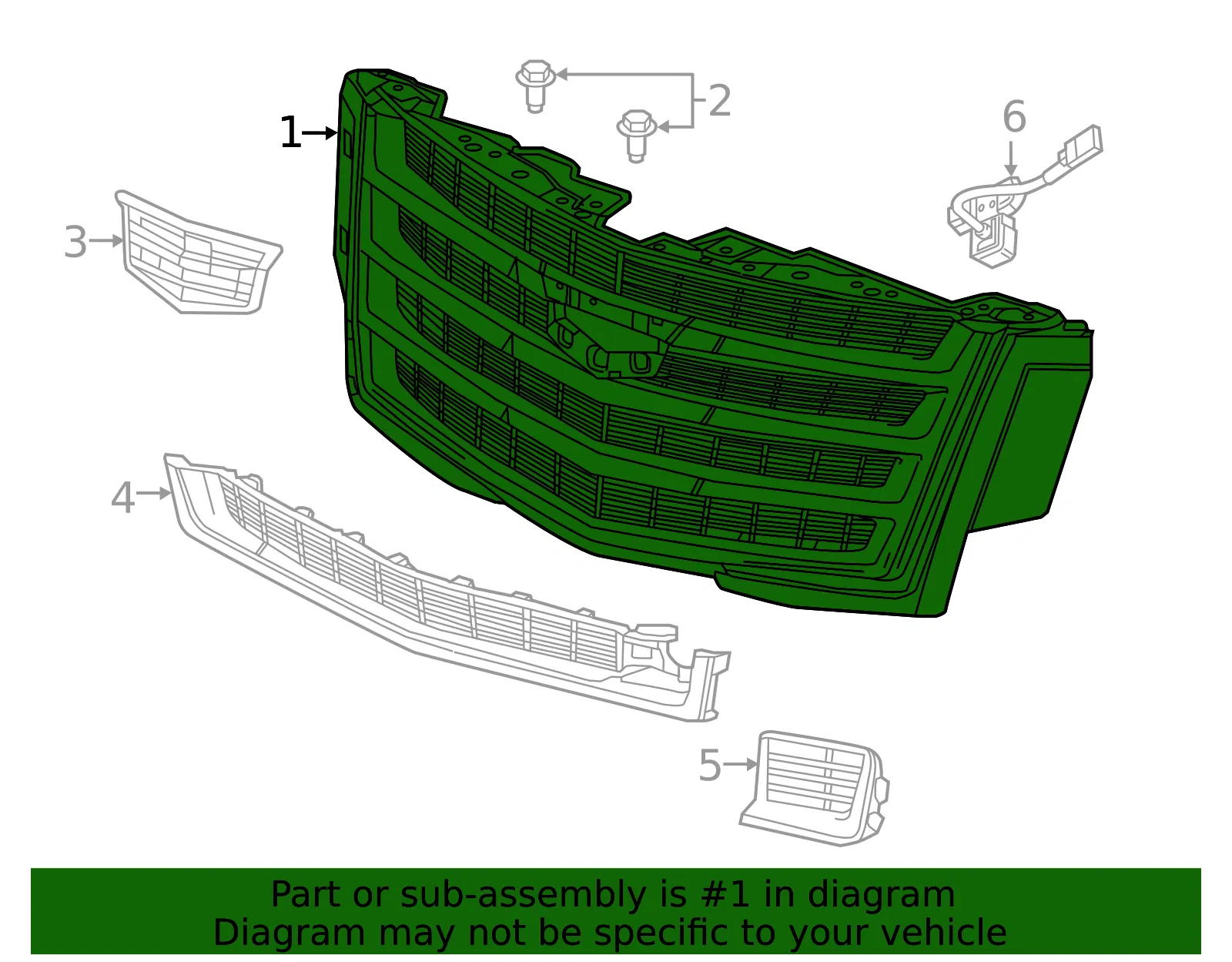 Front Upper Grille - GM (23399558) - view 5