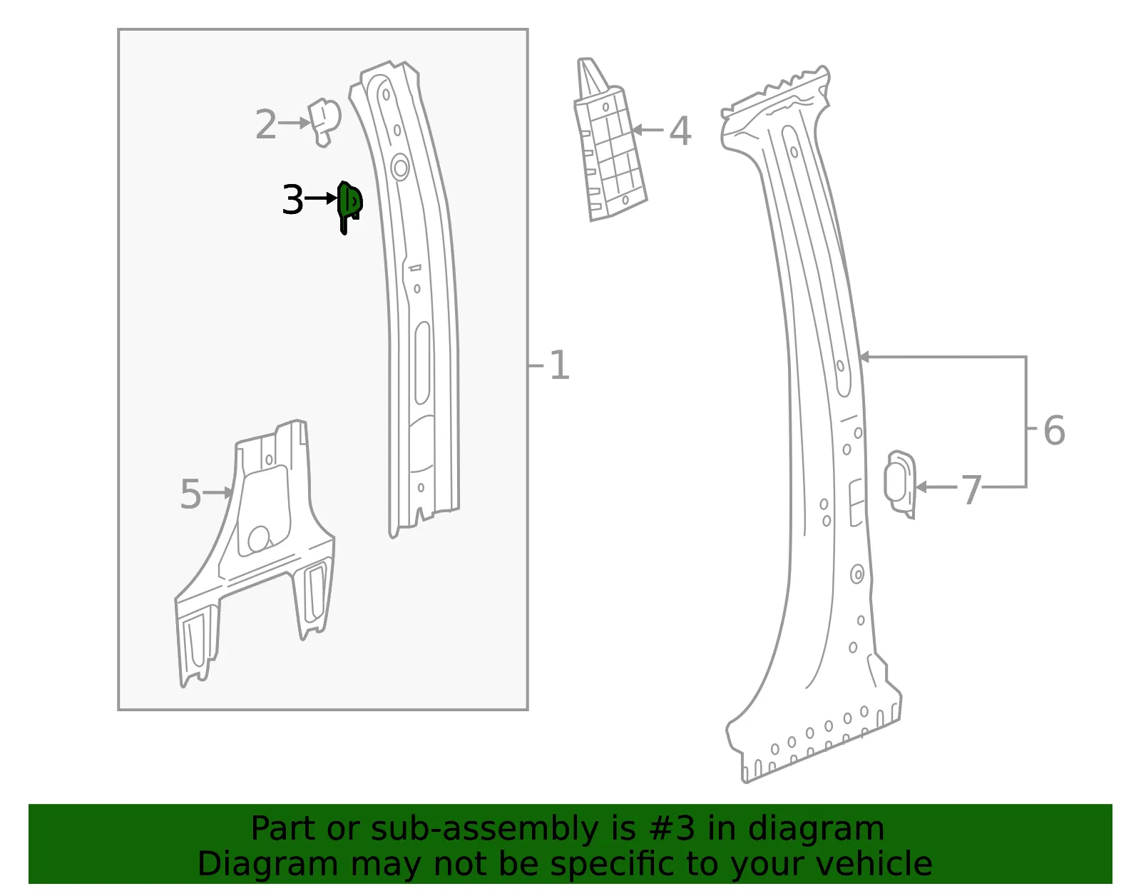 Inner Windshield Pillar Bracket - GM (23417281) - view 4