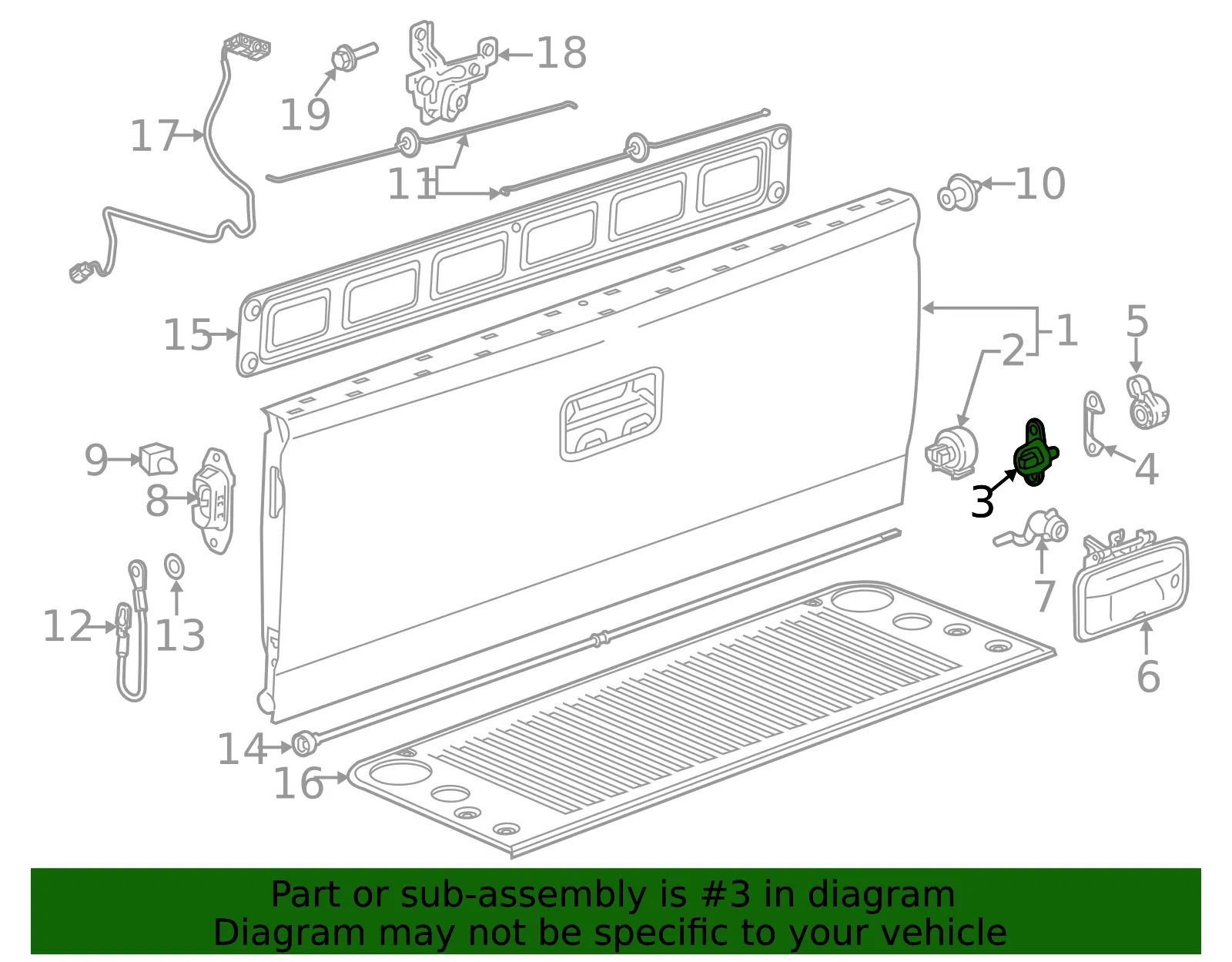 Passenger Side Tailgate Hinge - GM (23439650) - view 4