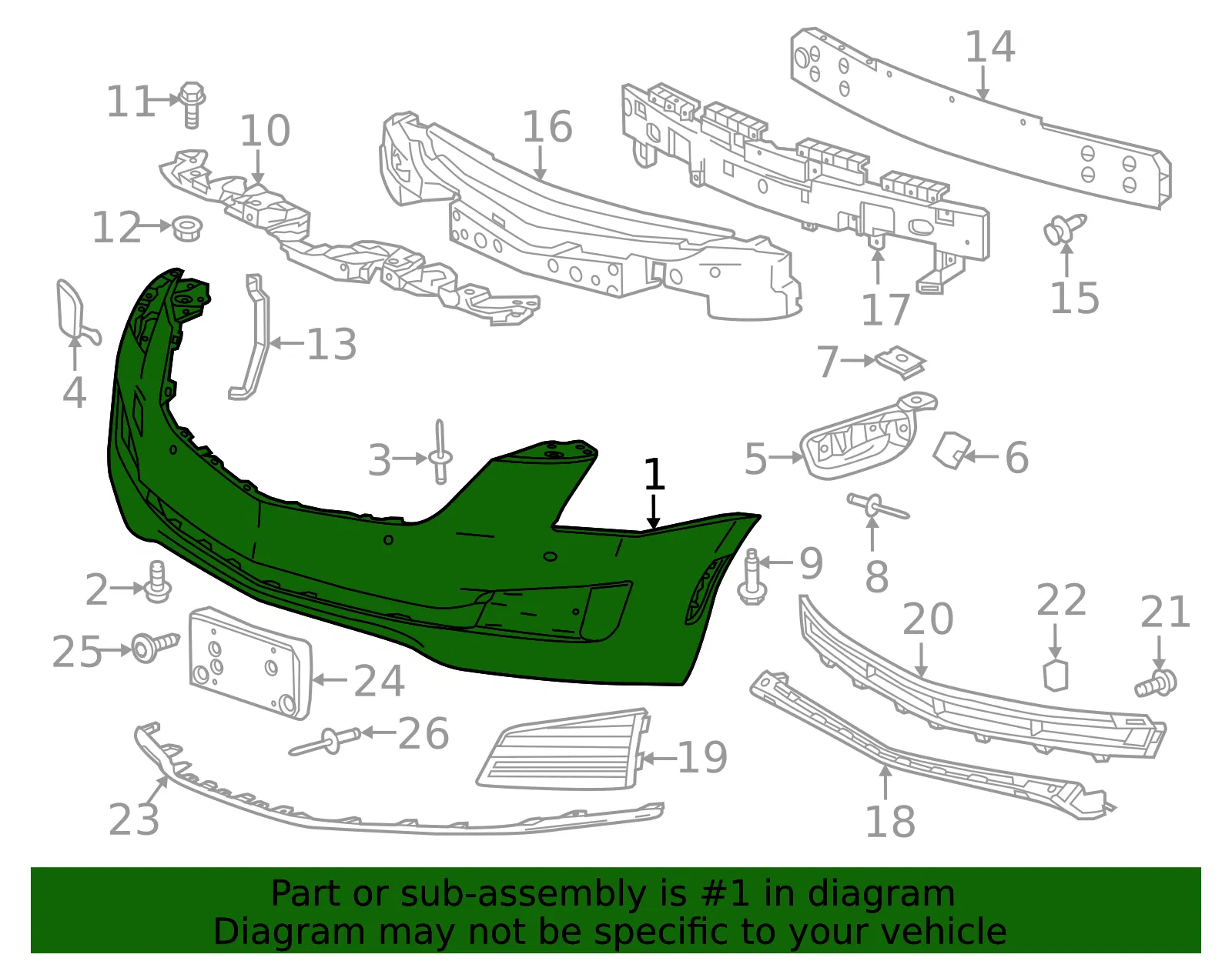 Front Upper Bumper Cover - GM (23446057) - view 3