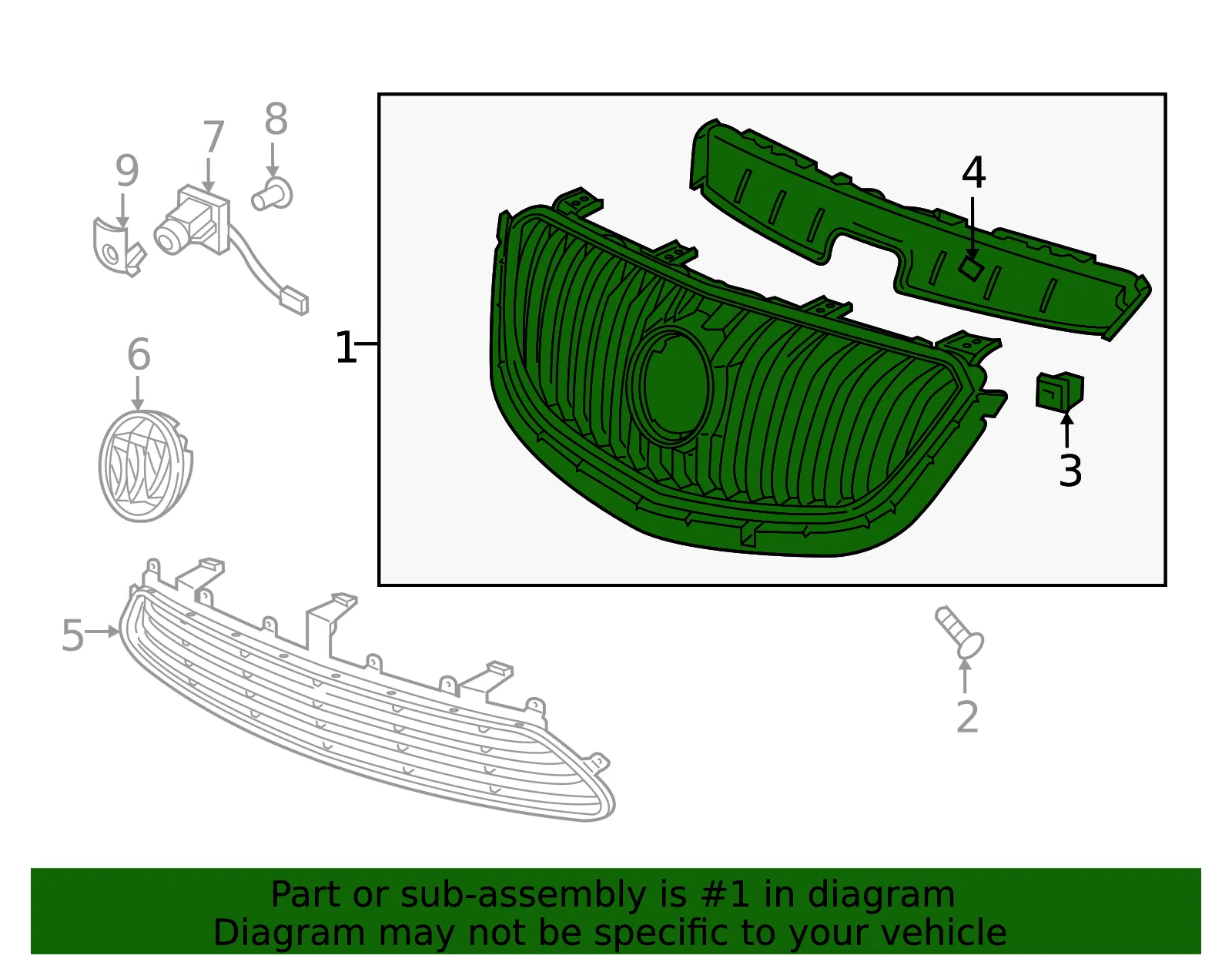 Front Upper Grille - GM (23451023) - view 4