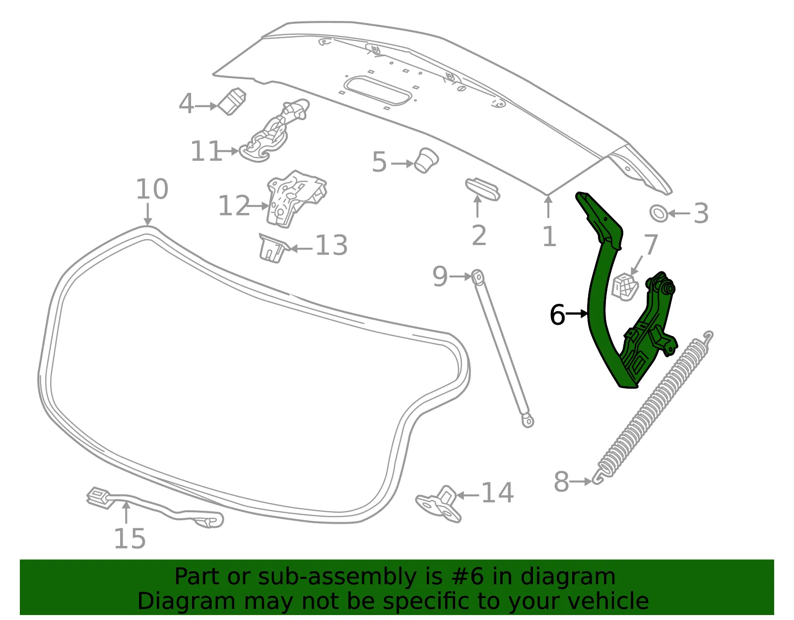 Passenger Side Deck Lid Hinge - GM (23452985) - view 4