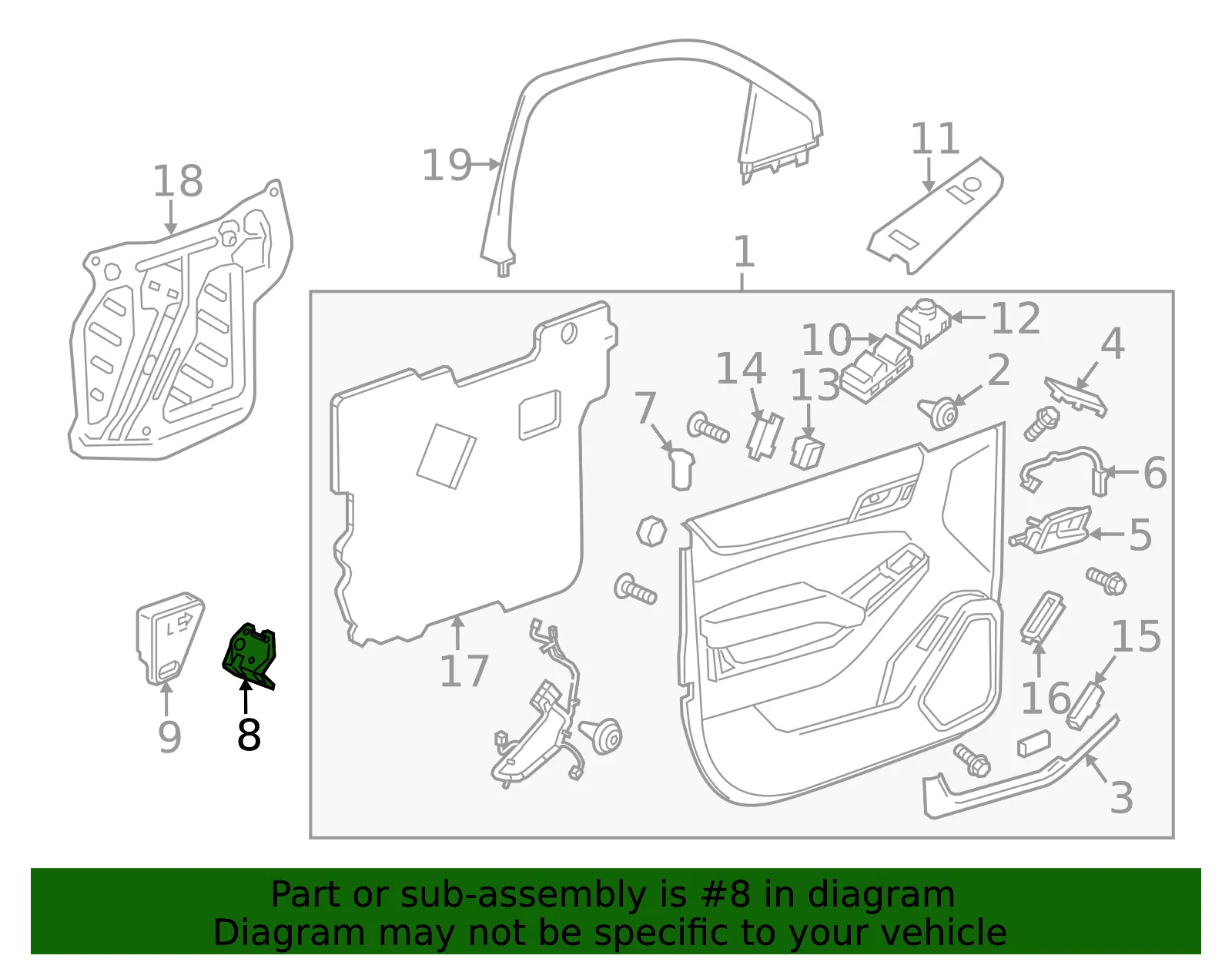 Front Side Door Pull Handle Bracket - GM (23455224) - view 4