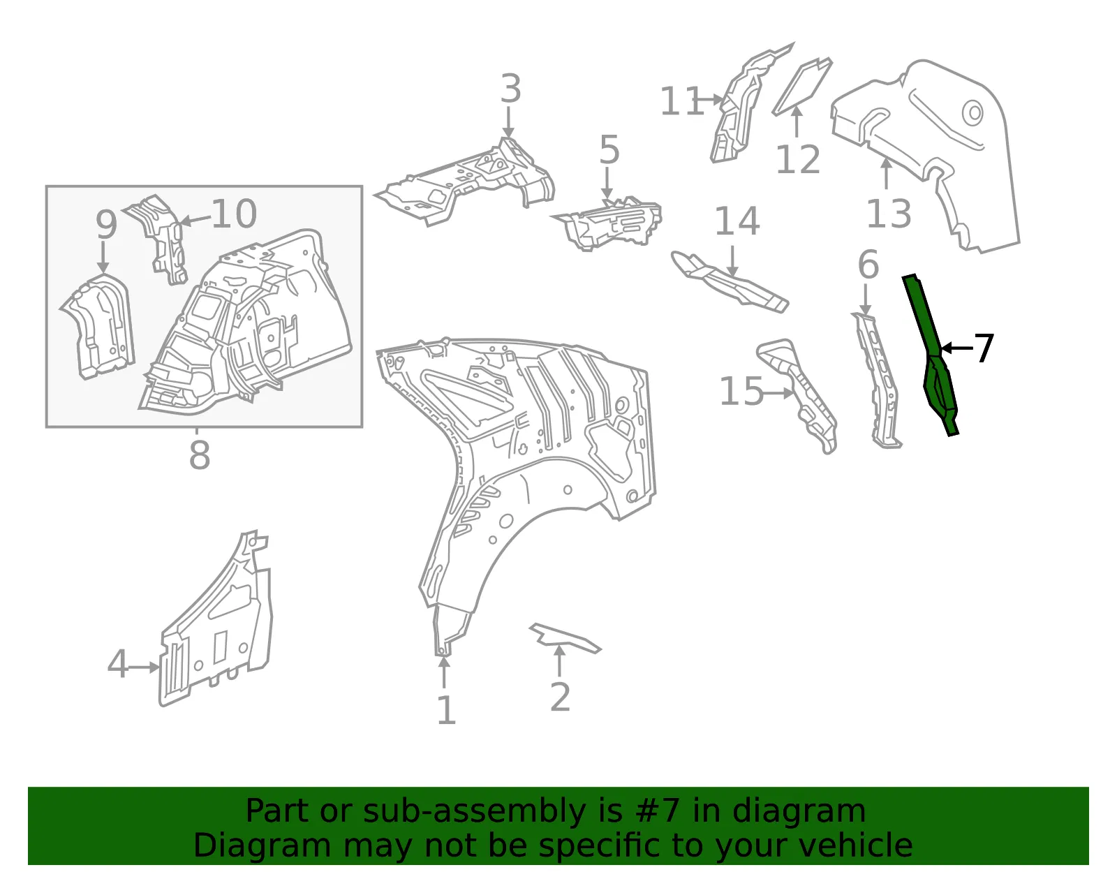 Driver Side Quarter Outer Panel Baffle - GM (23455813) - view 3