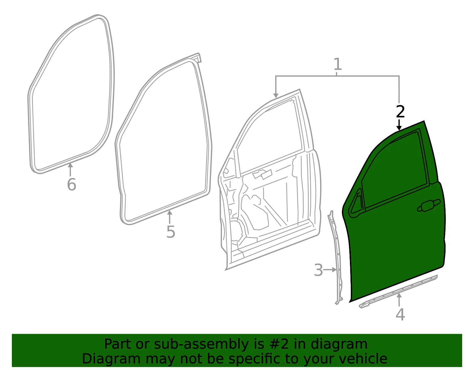 Driver Side Front Door Outer Panel - GM (23467031) - view 4
