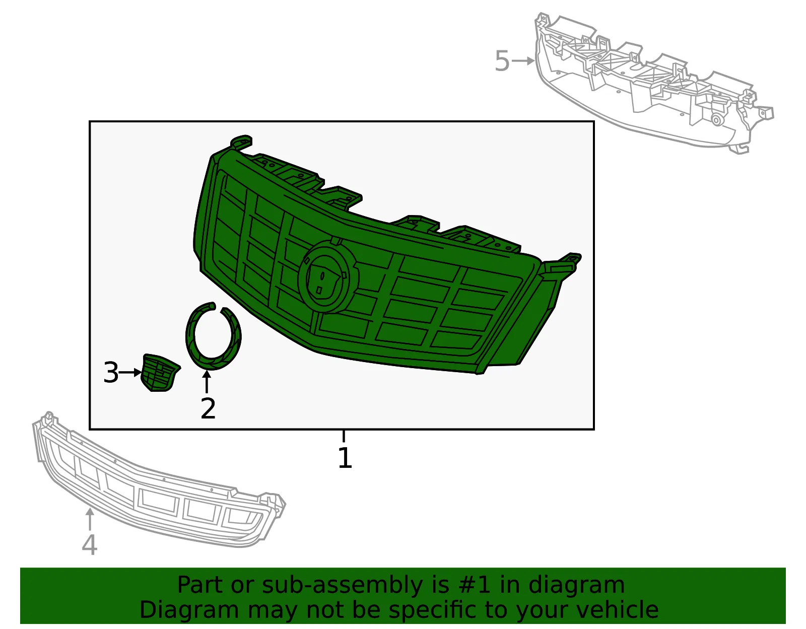 Front Upper Grille - GM (23473084) - view 4
