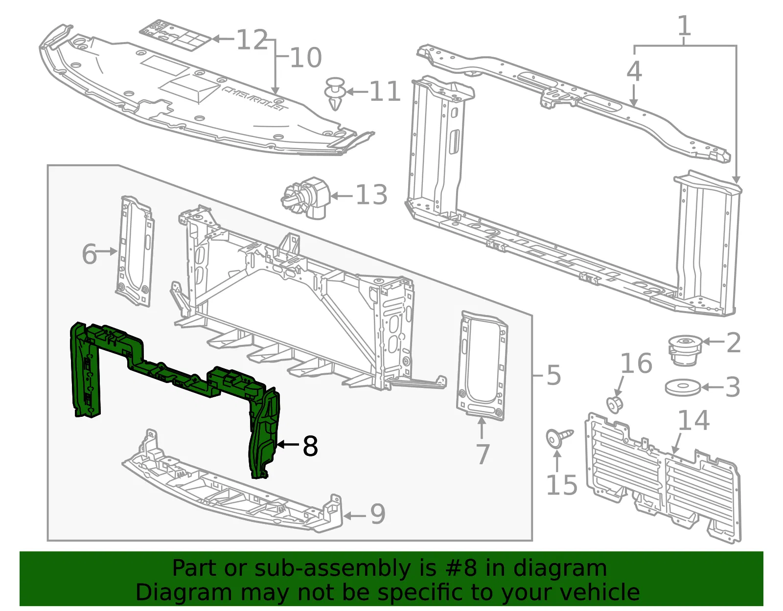 Front Bumper Shutter - GM (23497751) - view 5