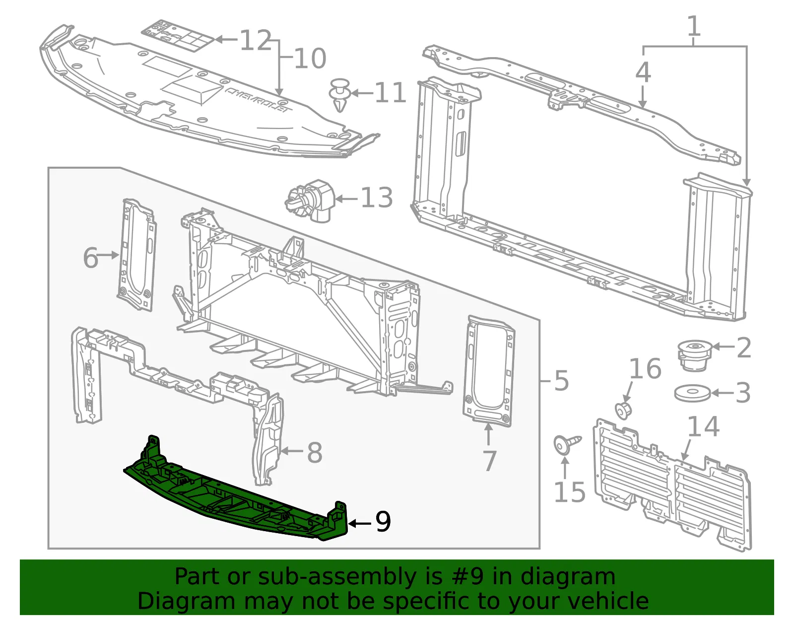 Front Bumper Shutter - GM (23497752) - view 2
