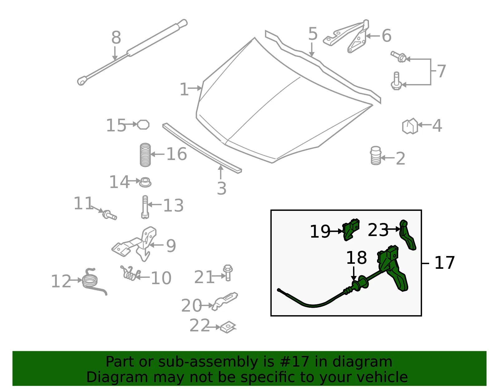 CABLE HOOD PRIM LAT REL - GM (24465306) - view 2