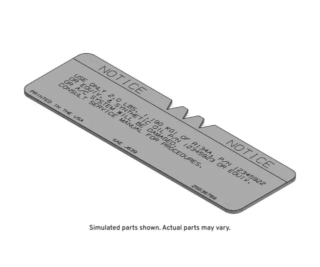 Air Conditioning Refrigerant Charge Label - GM (25636789) - view 3