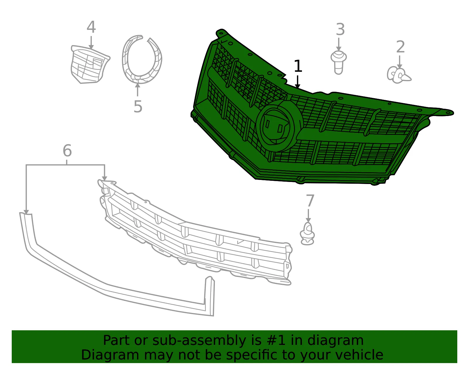 Front Upper Grille - GM (25778321) - view 3