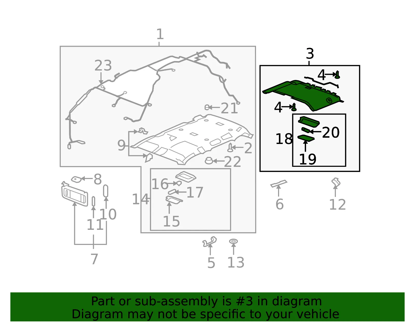Rear Headliner - GM (25857243) - view 2