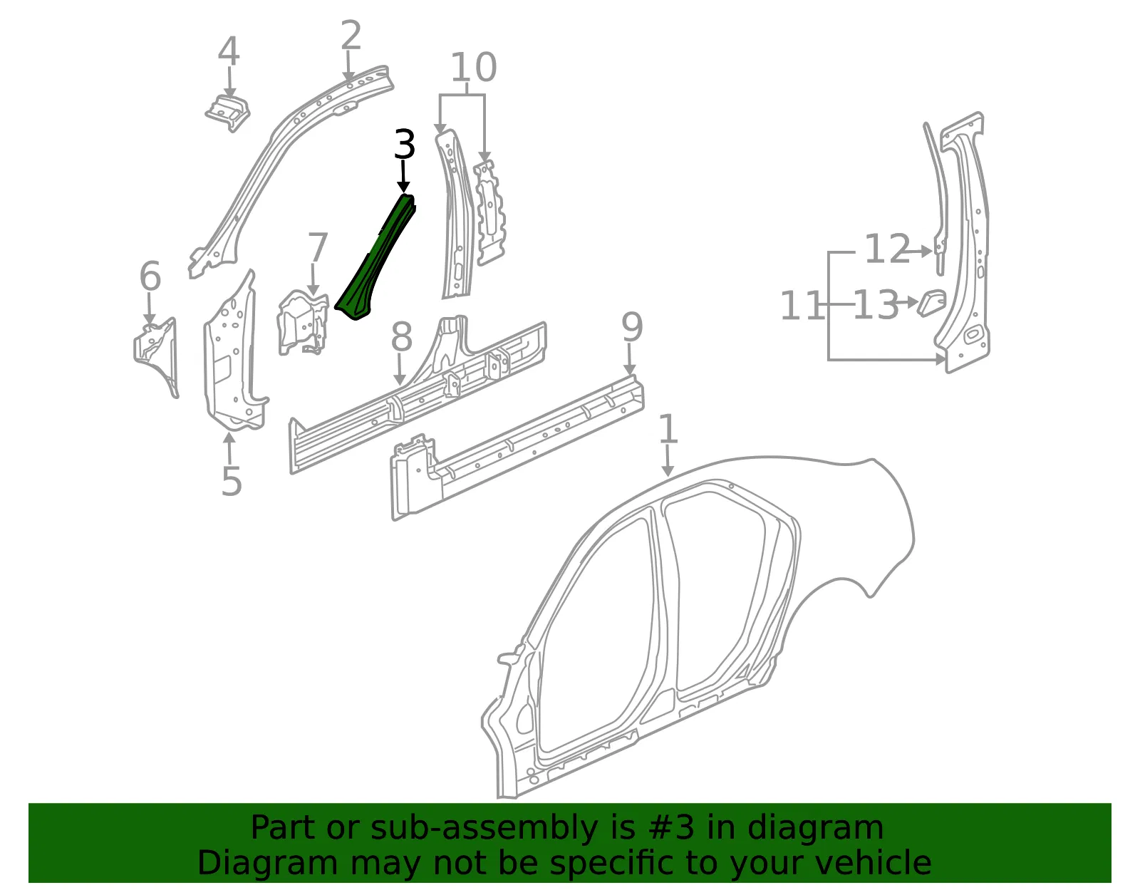 Driver Side Windshield Outer Frame - GM (25861875) - view 2