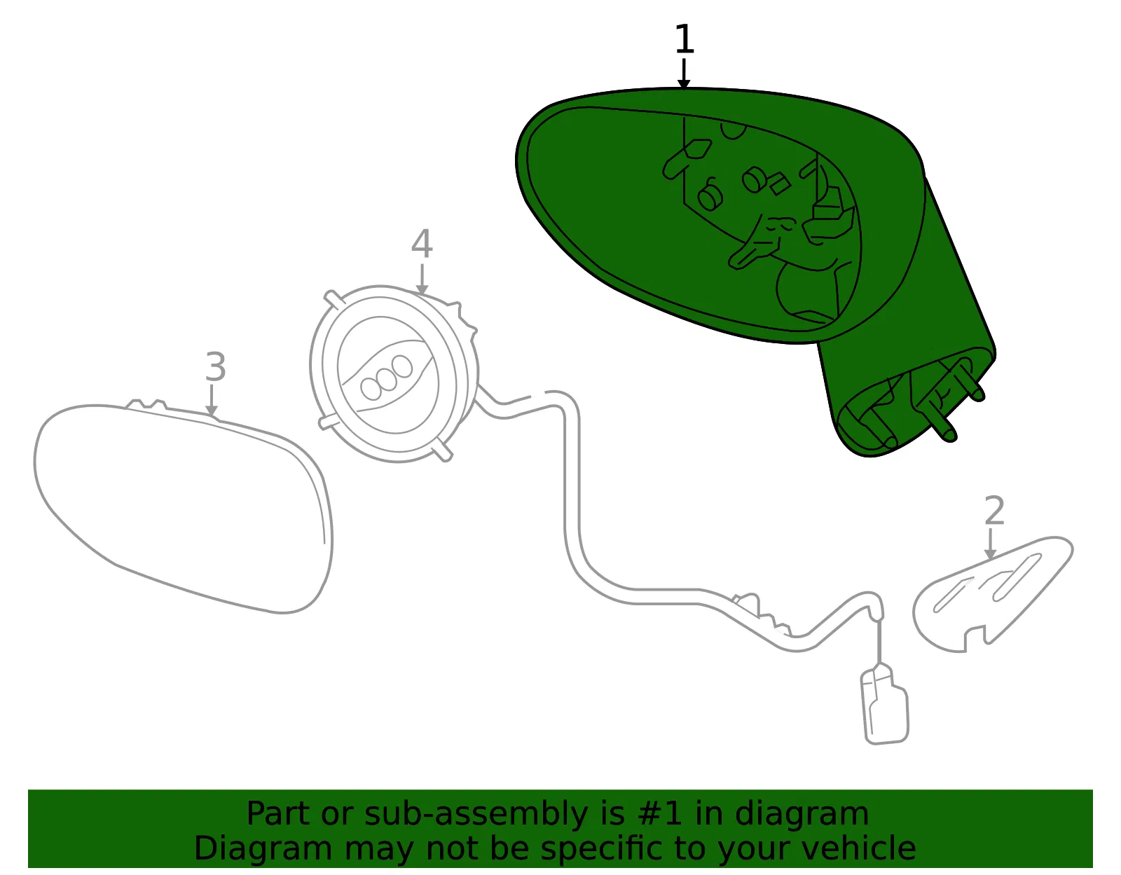 Mirror Assembly O S Rear View Ser - GM (25882000) - view 2