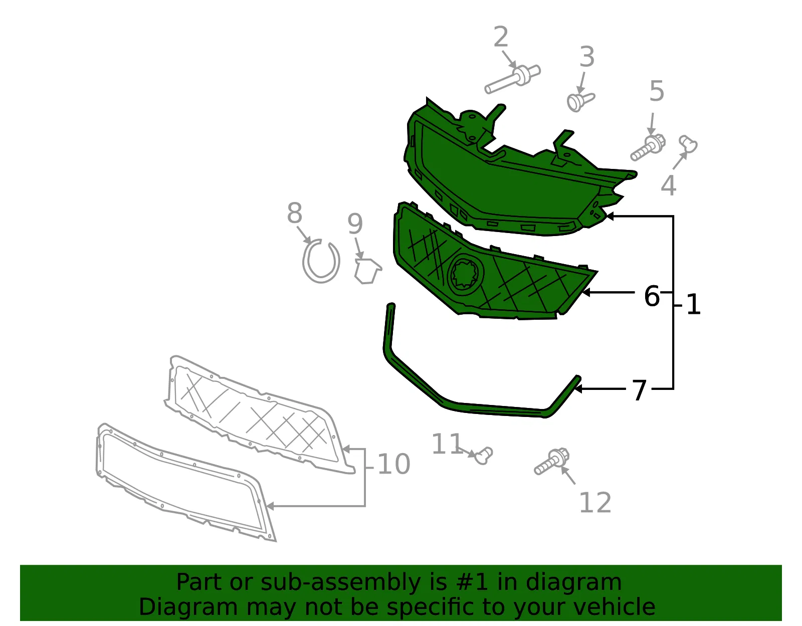 Front Upper Grille - GM (25891998) - view 3
