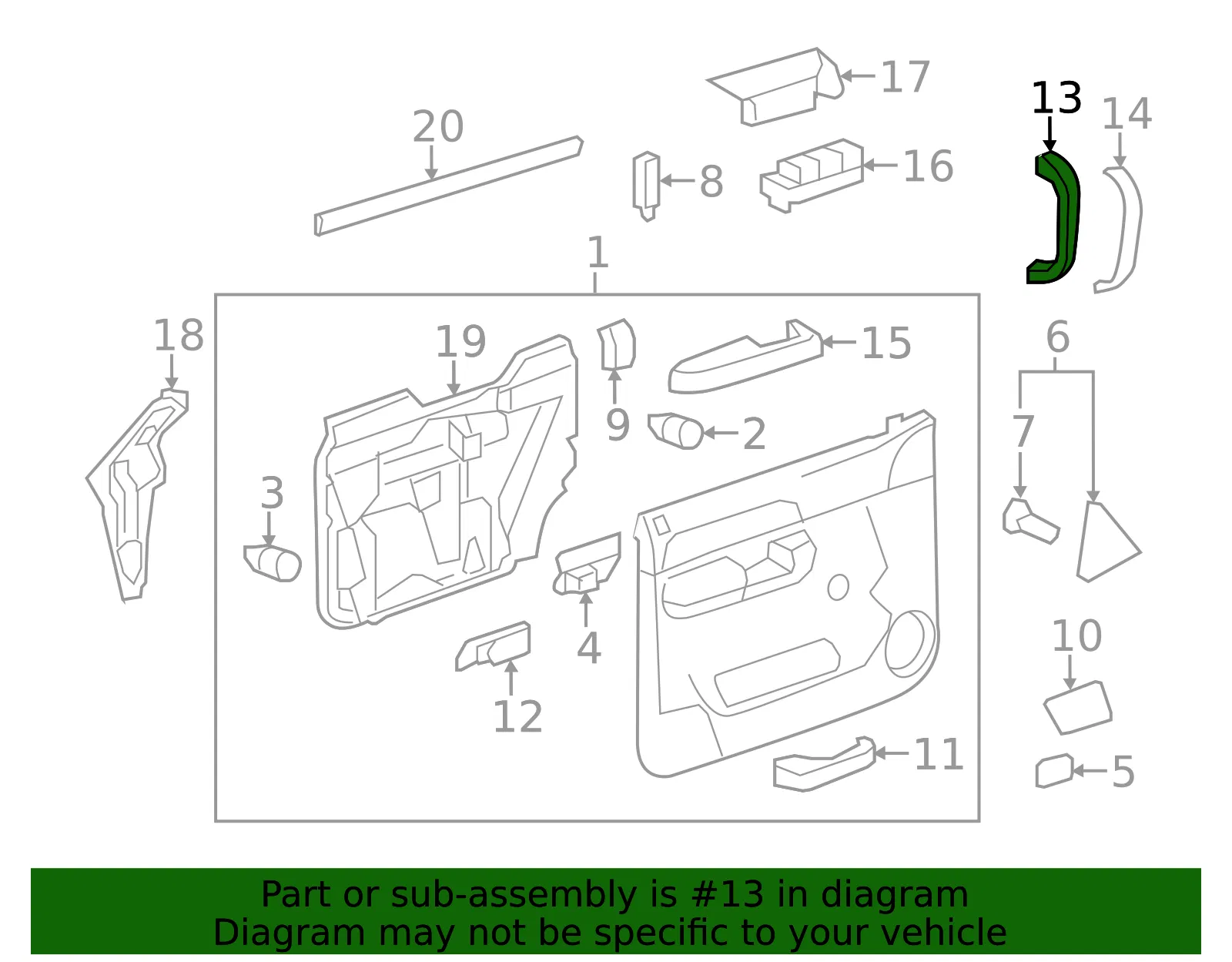 Dark Titanium Driver Side Door Pull Handle - GM (25932418) - view 3