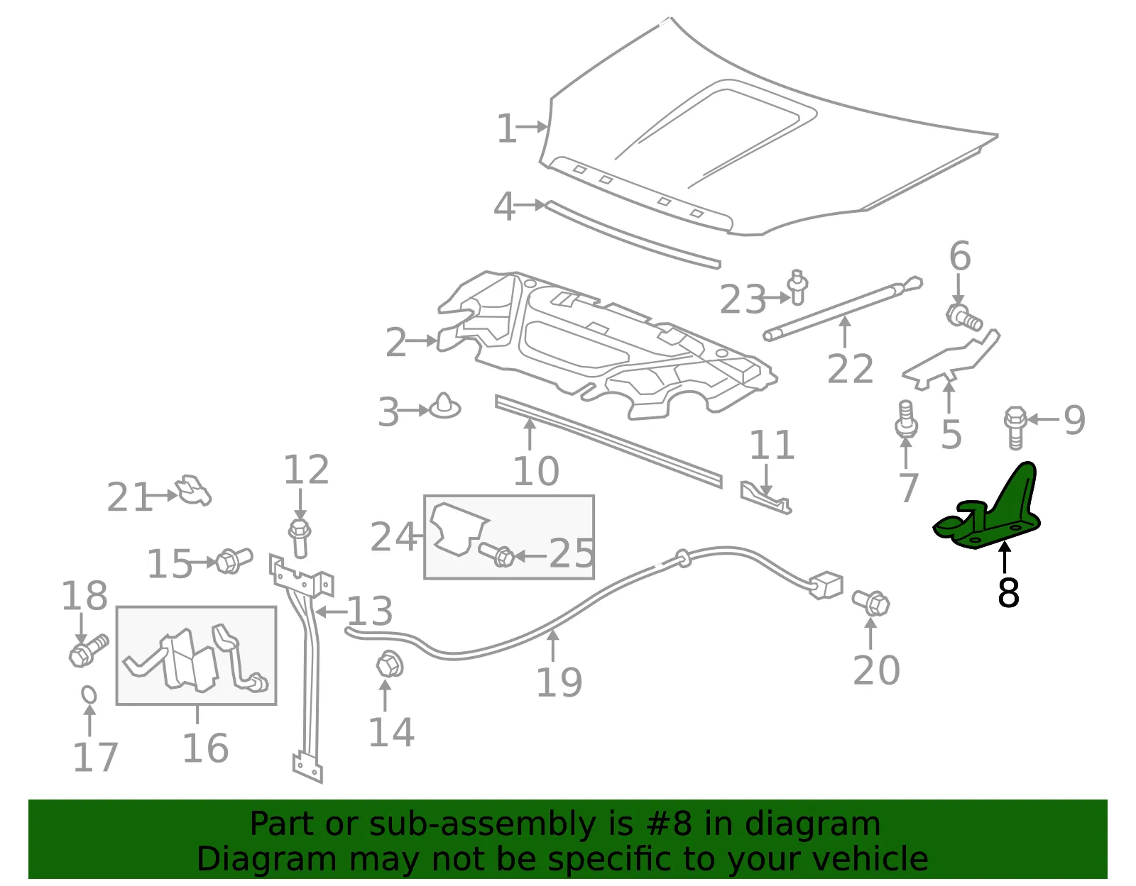 Lower Hinge - Driver's Side (LH) - GM (25980839) - view 2
