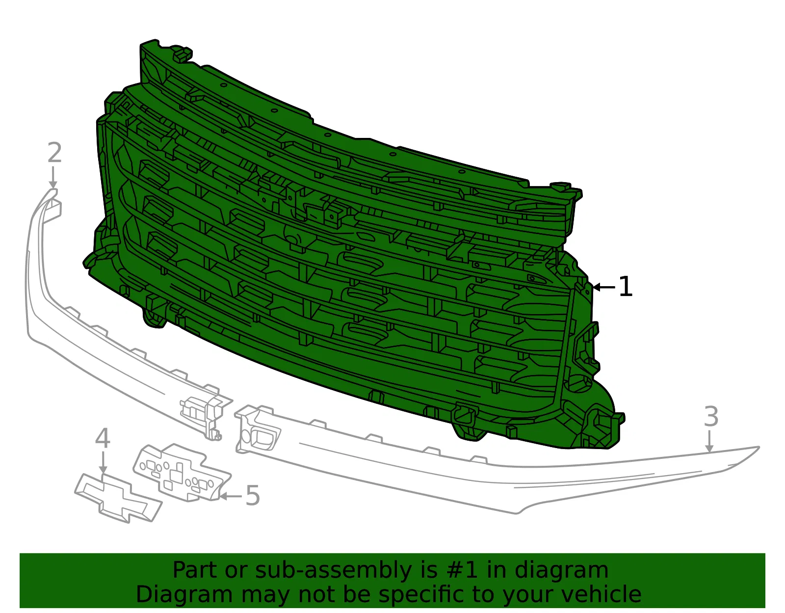Front Grille - GM (26588993) - view 3