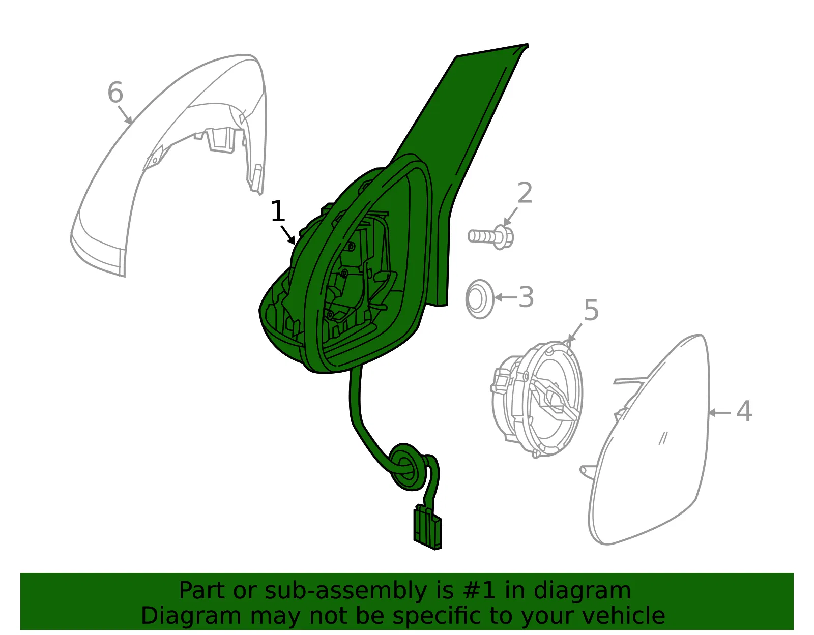 Mirror Outside - Passenger Side (RH) - GM (39008890) - view 2