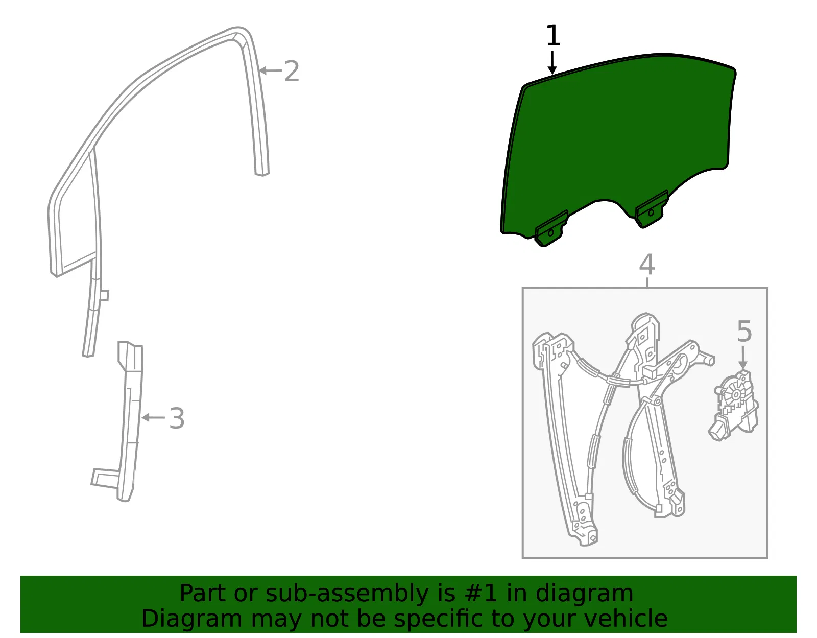 Front Driver Side Door Window - GM (39114934) - view 3